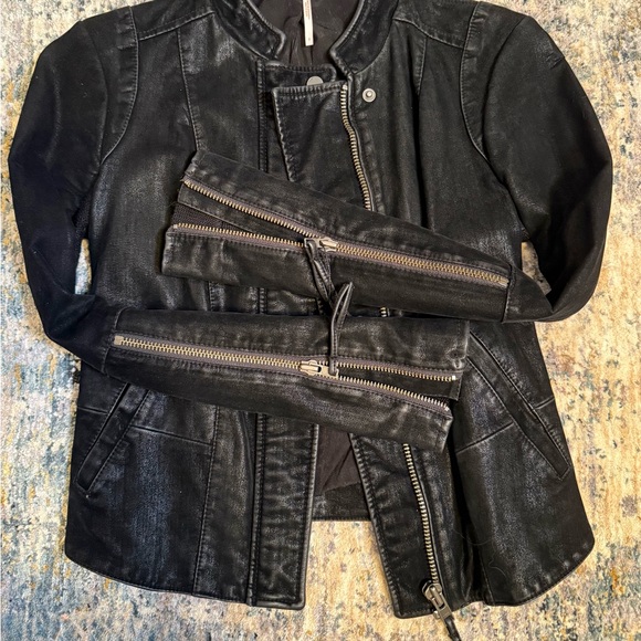 Like New Free People Cool & Clean Black Vegan Suede Jacket Sz 0 - Picture 6 of 7